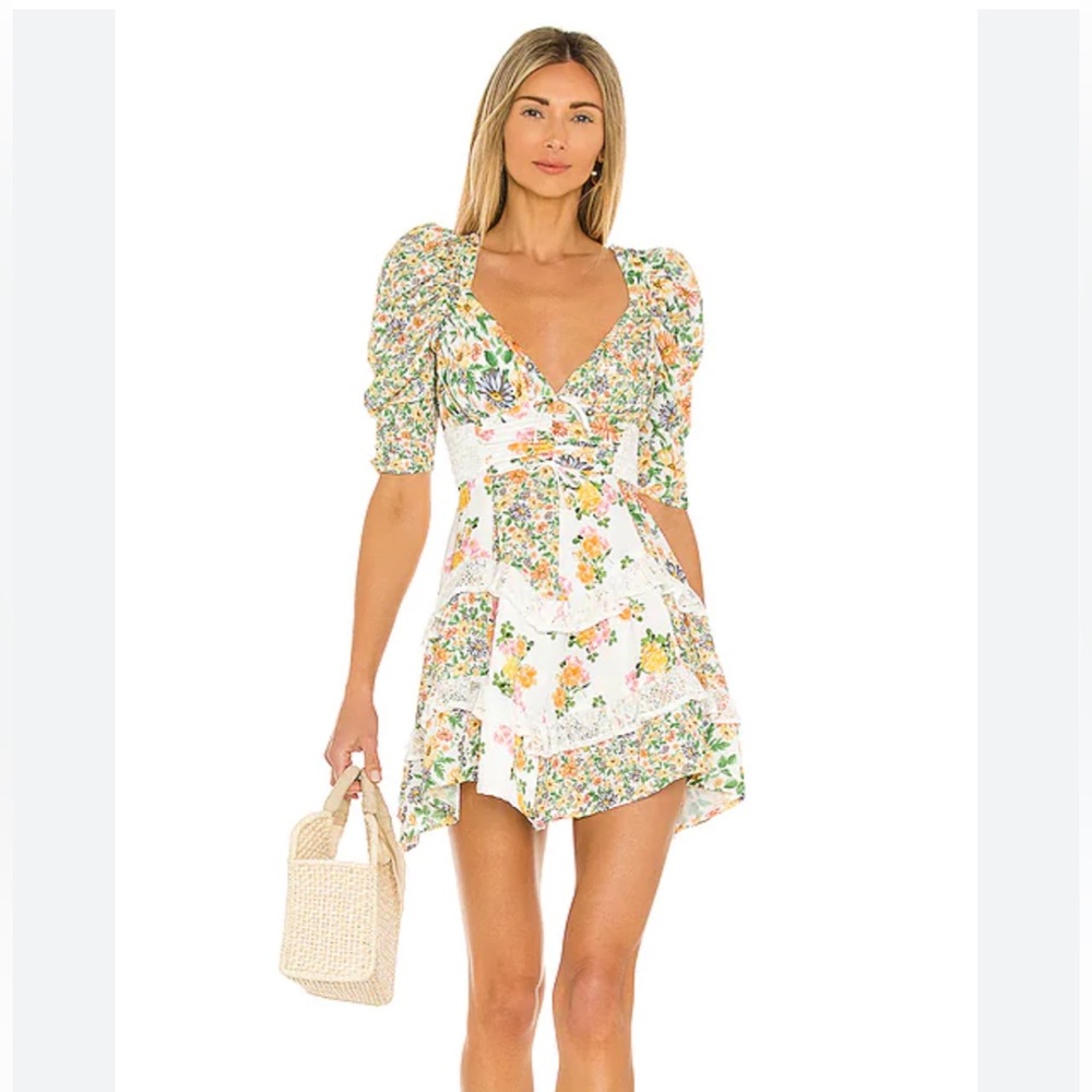 For Love And Lemons - Rosalyn Mini Dress in Green
